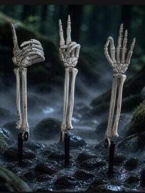 White Skeleton Hand Garden Stakes - Halloween Accent